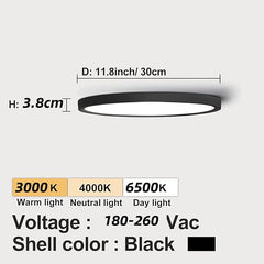Hylumen 30cm 48W LED Ceiling Light Flush Mount Lighting Fixture Round Modern LED Ceiling Lamp for Living Room Bedroom Kitchen Hallway Office (White Light 6500K)