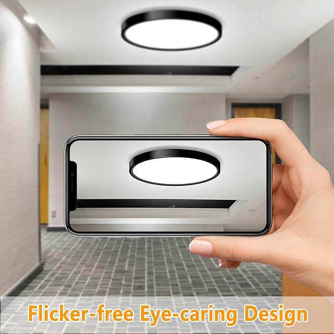 Hylumen 30cm 48W LED Ceiling Light Flush Mount Lighting Fixture Round Modern LED Ceiling Lamp for Living Room Bedroom Kitchen Hallway Office (White Light 6500K)