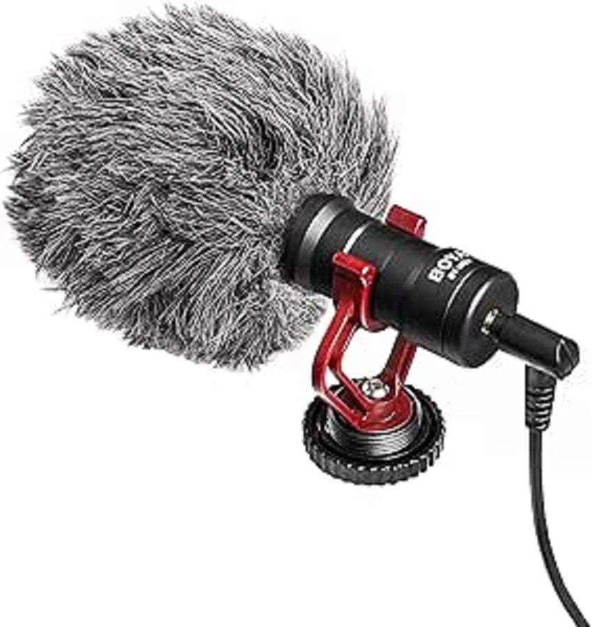 Universal Cardioid Microphone With Furry Windshield BY-MM1 Black/Red/Grey