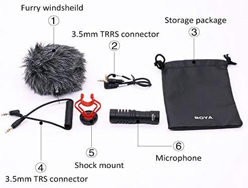 Universal Cardioid Microphone With Furry Windshield BY-MM1 Black/Red/Grey