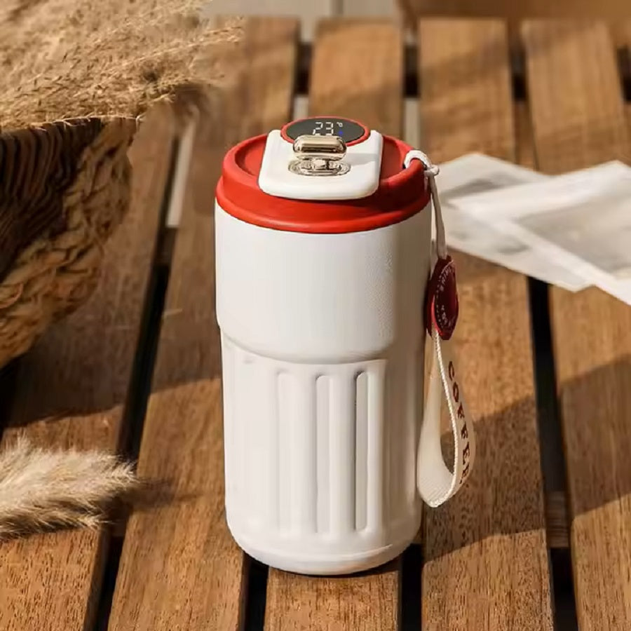 460ml Insulated Travel Coffee Mug Vacuum Flasks Car Mug with Temperature Display, 316 Stainless Steel Vacuum Coffee Cup, Leakproof Tumbler Thermal Mug, Red
