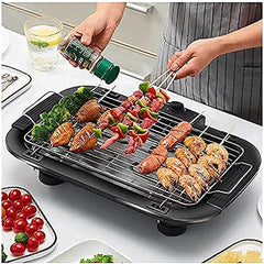 Smokeless Electric Grill BBQ Barbecue BBQ Grill 2000W with Thermostat, Water Filled Drip Tray, with 5 levels of Temperature Adjustment