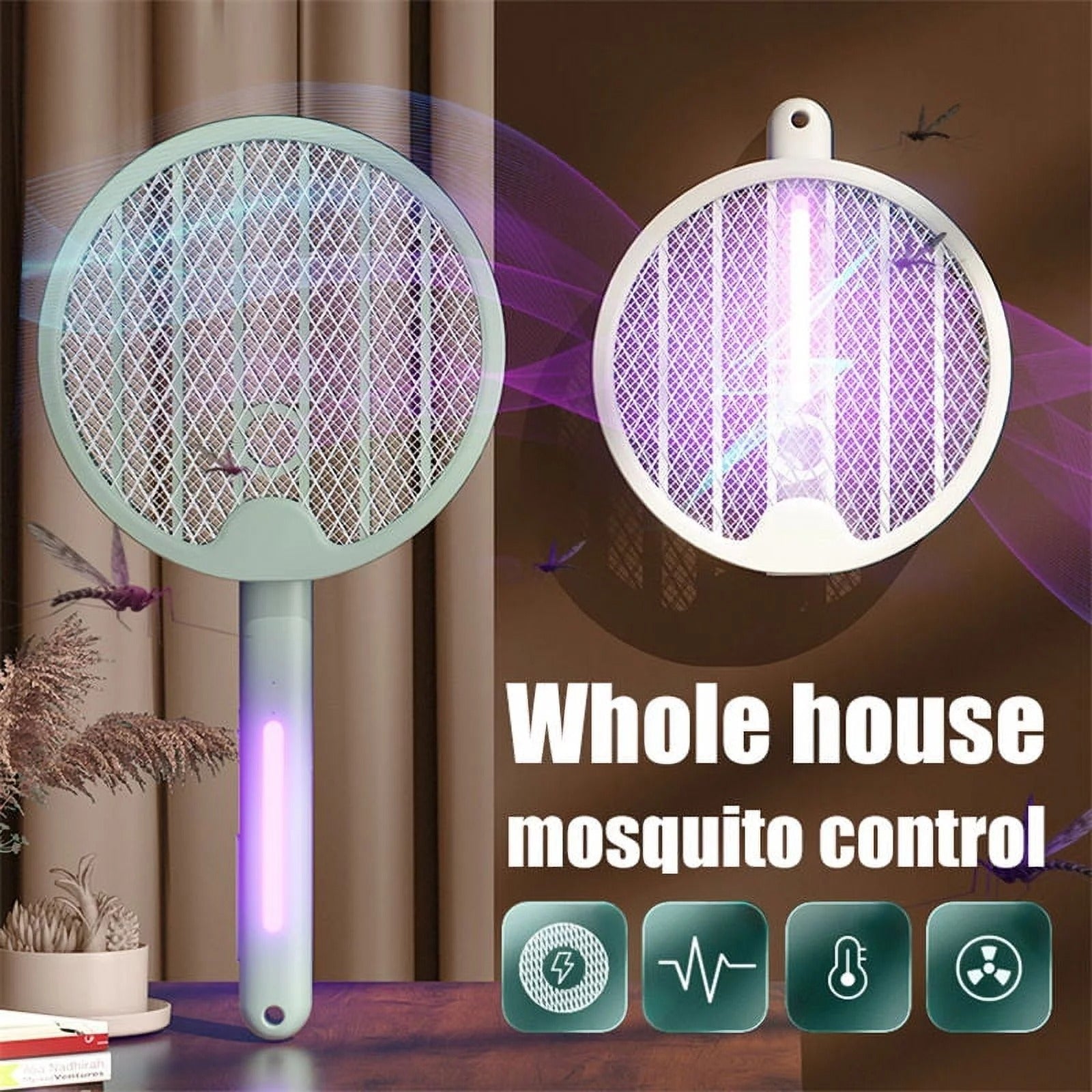 AlRaed Electric Fly Mosquito Swatter Foldable Hanging Mosquito Killer USB Rechargeable Bug Zapper for Home and Outdoor