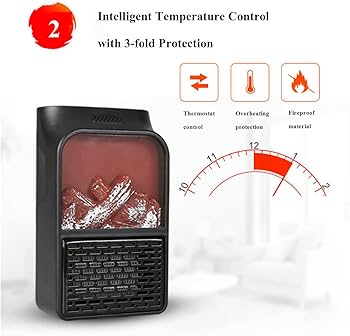 Portable Electric Flame Heater 1000 W Black/Red/White