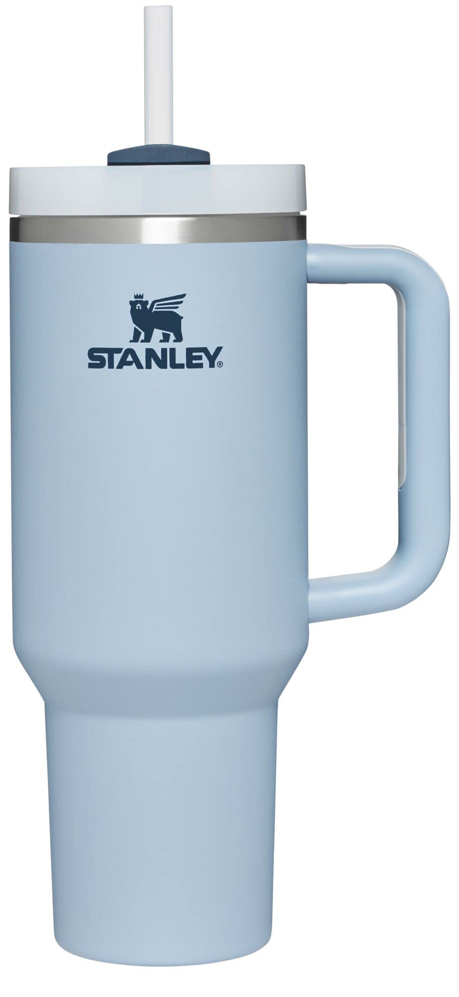 Vacuum Insulated Coffee Mug,Insulated Mug with Handle and Straw Lid,In-car Mug, Blue Chambray 40 Oz