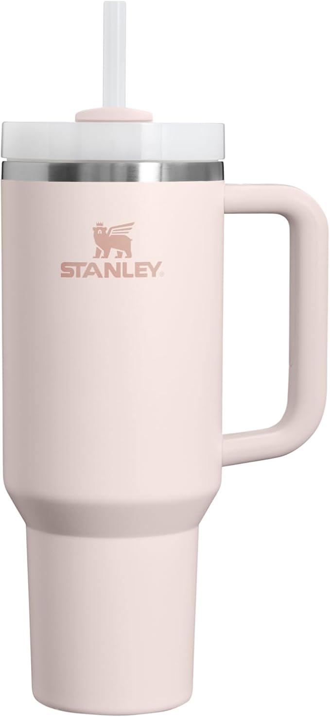 Stanley Quencher H2.0 FlowState Stainless Steel Vacuum Insulated Tumbler with Lid and Straw for Water, Iced Tea or Coffee Smoothie & More - Rose Quartz, 40 oz Water Bottle