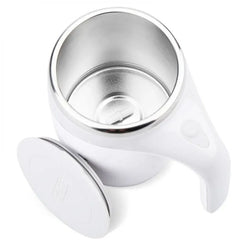 Self Stirring Mug With Lid Automatic Magnetic Stirring Coffee Cup White