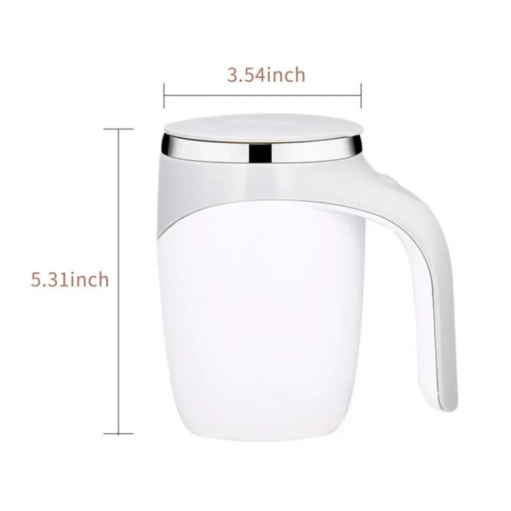 Self Stirring Mug With Lid Automatic Magnetic Stirring Coffee Cup White