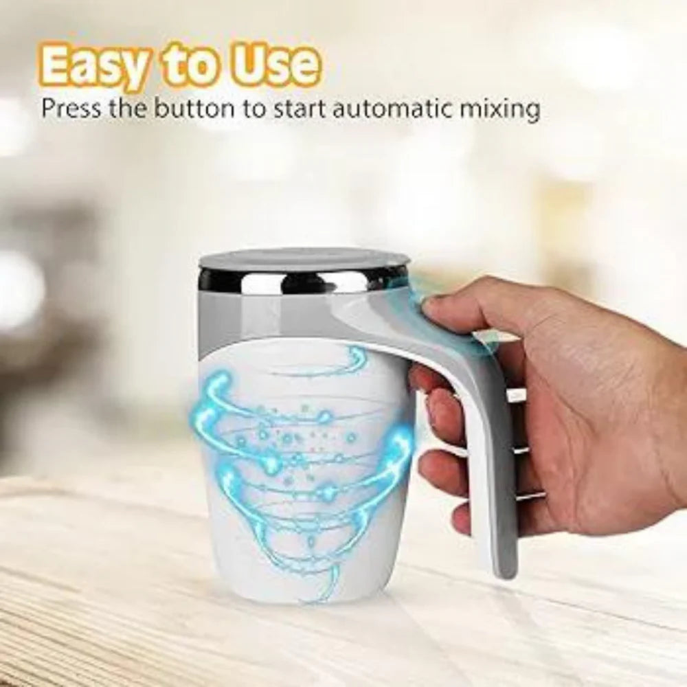 Self Stirring Mug With Lid Automatic Magnetic Stirring Coffee Cup White