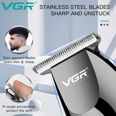 VGR V-030 Professional Fast Charging Hair Clipper Silver/Black 15x4.5x4cm