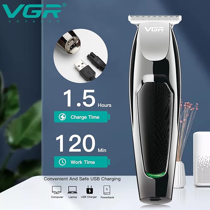 VGR V-030 Professional Fast Charging Hair Clipper Silver/Black 15x4.5x4cm